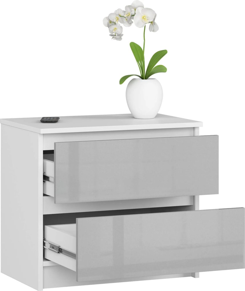 Komoda Liv 60 cm biela/sivá lesklá