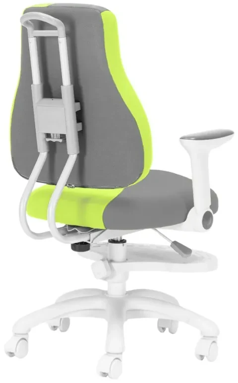 Detská rastúca stolička Neoseat KINDER WHITE PLUS — látka, šedá / zelená