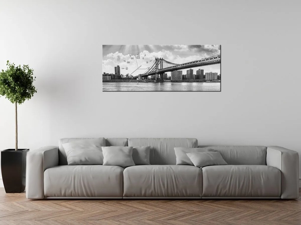 Gario Obraz s hodinami Brooklyn New York Rozmery: 100 x 40 cm