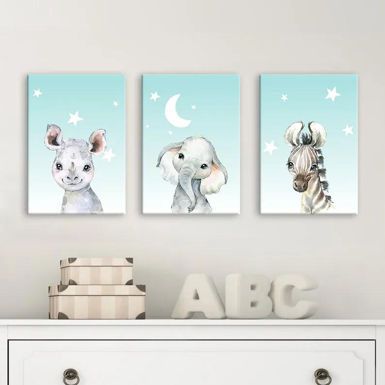 Séria 3 plagátov pre deti 30x40 cm - Baby animals