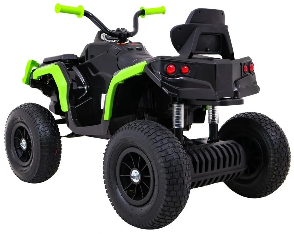 RAMIZ ELEKTRICKÁ ŠTVORKOLKA - ATV - NAFUKOVACIE KOLESÁ - ČIERNO-ZELENÁ MOTOR- 2x45W BATÉRIA - 12V7Ah - 2023