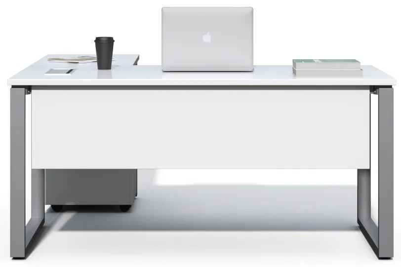 Rohový kancelársky stôl s kontajnerom Houseland Prime Home 01 160 cm biely