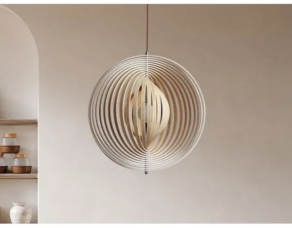 Drevený luster na lanku 1xE27/60W/230V priemer 50 cm masív/dyha/kaučukovník