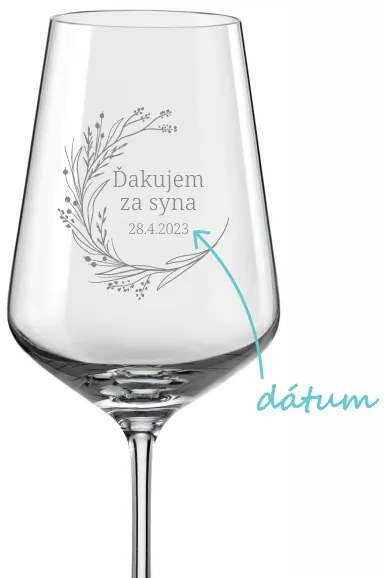 Svadobný pohár na víno Lúčny veniec - ďakujem za syna