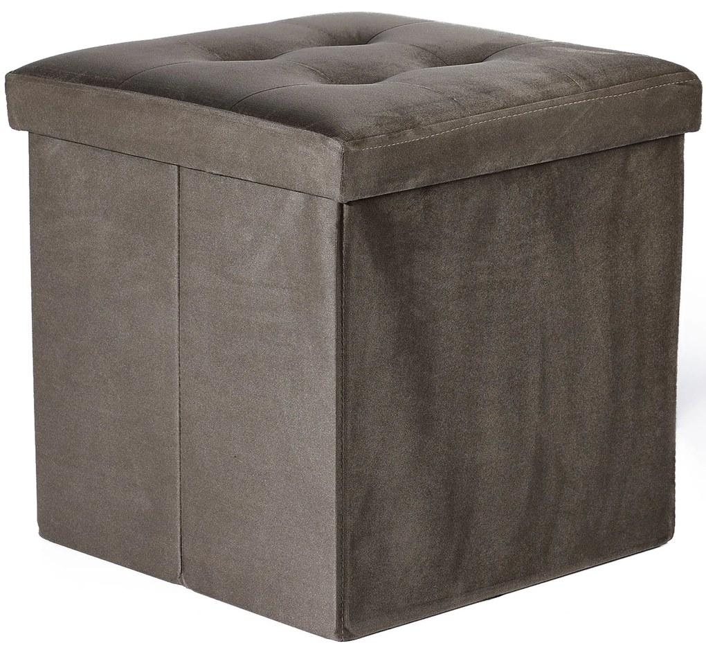 Hnedý skladací taburet ZAREX VELVET L