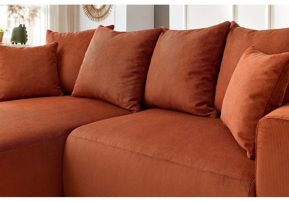 Oranžová zamatová rohová pohovka Enjoy – Bobochic Paris