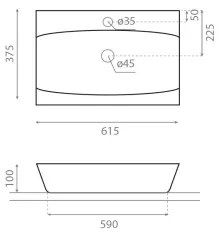 Bathco 0041 - Umývadlo na dosku SARDINERO 61,5x37,5 cm porcelán/biela