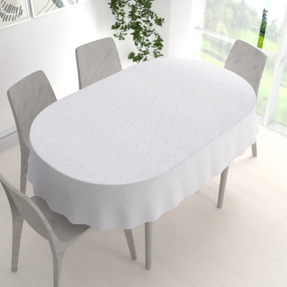 Biante Veľký dekoračný oválny obrus Monako PM-123 Mramor biely 180x260 cm
