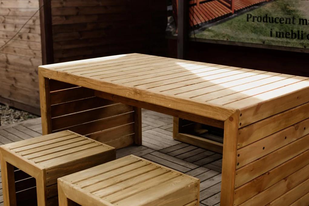 Dřevěný zahradní stůl z borovice – hnědá, 160 x 90 x 75 cm
