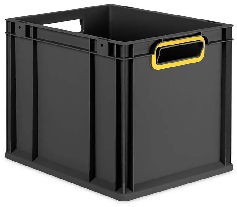 Sada 4 kusov - Eurobox Next Gen 2.0 Cycle - Stohovateľný kontajner s otvorenými rukoväťami - Žltý - 400 x 300 x 320 mm - Antracit