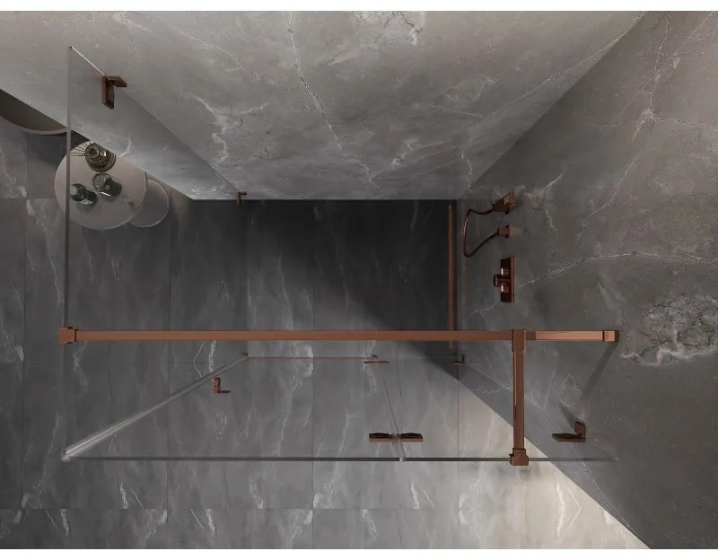 Mexen Lunar T, pravý výklopný sprchový kút 140 x 90 cm, 8mm číre sklo, profil ružové zlato, 834T-140-090-60-00-P