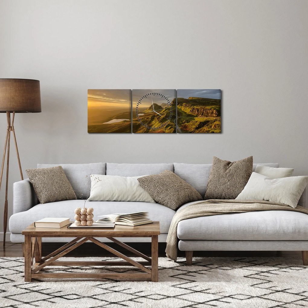 Obraz pohoria (s hodinami) (90x30 cm)