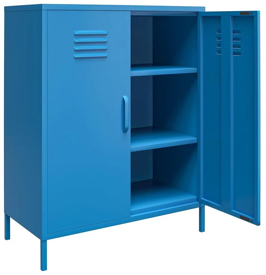 Modrá kovová komoda Novogratz Cache, 80 x 102 cm