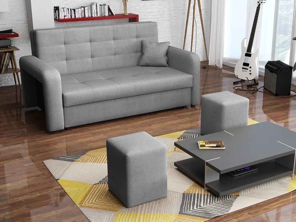 Rozkladacia sedacia súprava s úložným priestorom Clivia Home II + III, Taburetka: ľavá strana (pohovka III) + pravá strana (pohovka II), Dostupné poťahy: Malmo 81