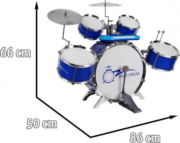 Detská bicia súprava s keyboardom a mikrofónom modrá