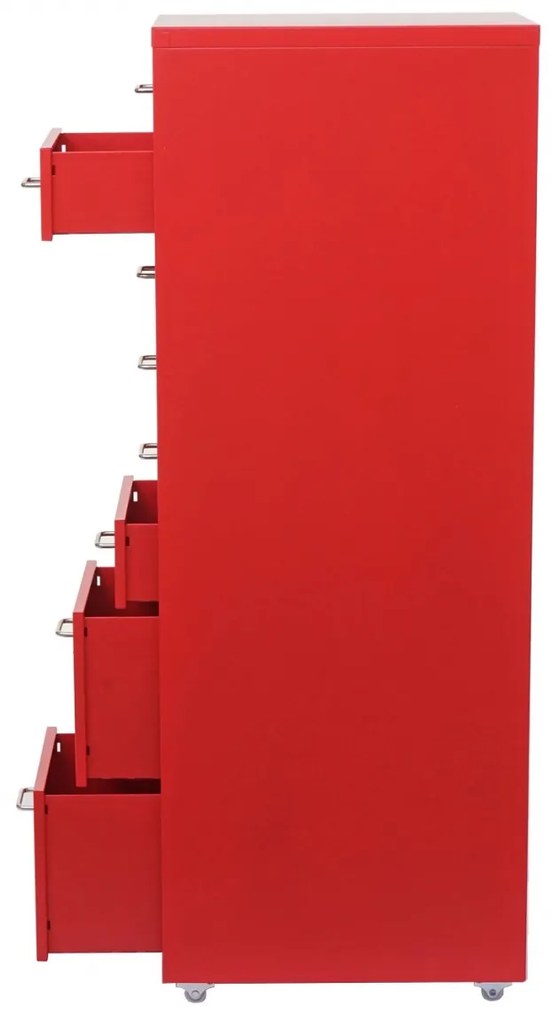 Zásuvková skrinka na kolieskach Boston T851 - 110x28x41cm, 8 zásuviek - červená