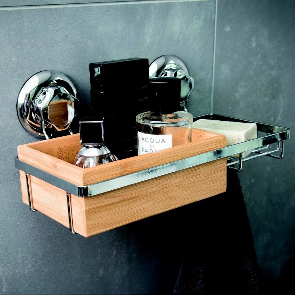 Bambusový nástenný košík s miskou na mydlo Compactor Spa
