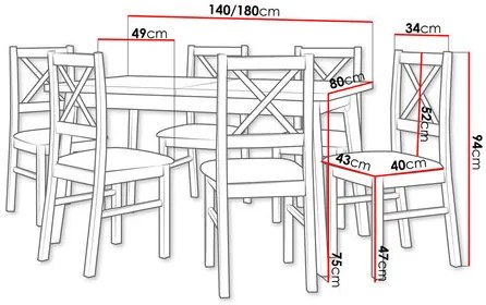Jedálenský set (pre 6 osôb) Amici AL43 (dub artisan + čierna + svetlobéžová). Vlastná spoľahlivá doprava až k Vám domov. 1121743