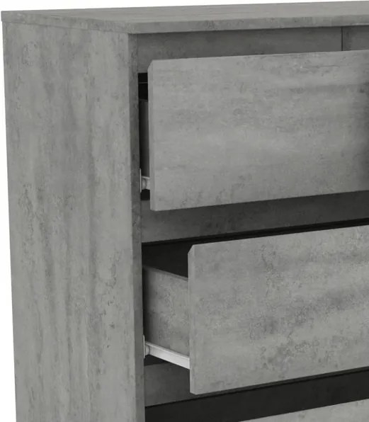 Komoda s 5 zásuvkami Carlos, šedý betón, 75 cm
