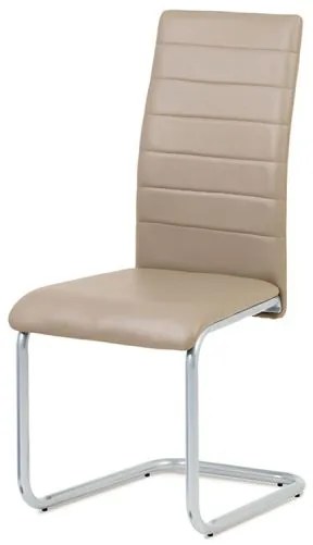Moderná jedálenská stolička v cappuccino koženke s pohupovacou podnožou