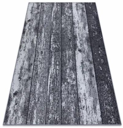 Protišmykový koberec WOOD drevo, dosky - sivý