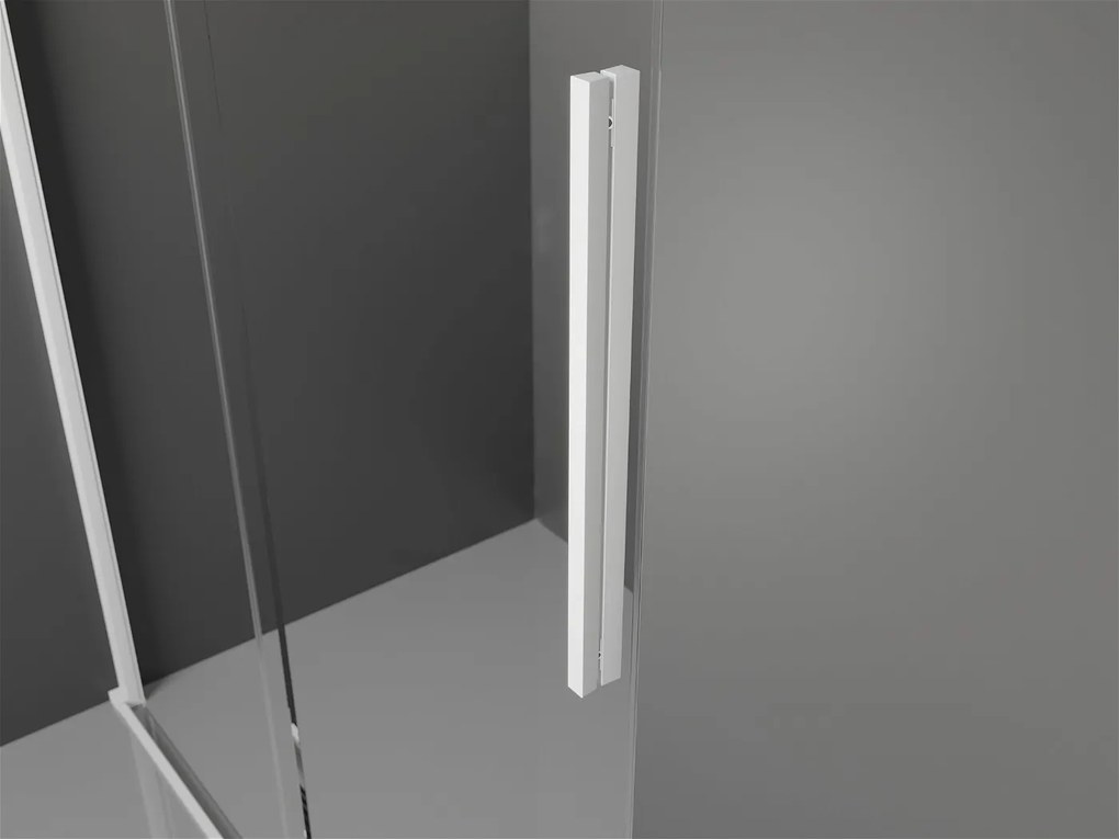 Mexen Velar, sprchový kút s posuvnými dverami 90(dvere) x 80(stena) cm, 8mm číre sklo, biela, 871-090-080-01-20