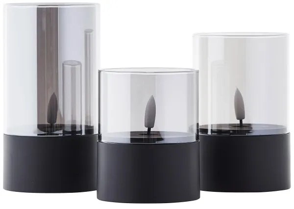 Brilliant - SADA 3x LED sviečok BOUGIE LED/2xAA IP44 čierna/dymová