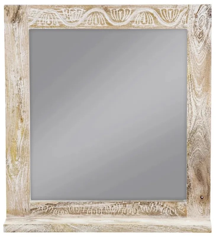 furniture-nabytek.cz - Masivní koupelnové zrcadlo Bitna z mangového dřeva, lakované, přírodní – 65×15×70 cm