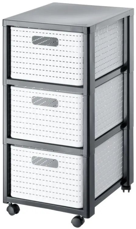 Country komoda - biela / antracit, 37,5 x 32,5 x 71,2 cm