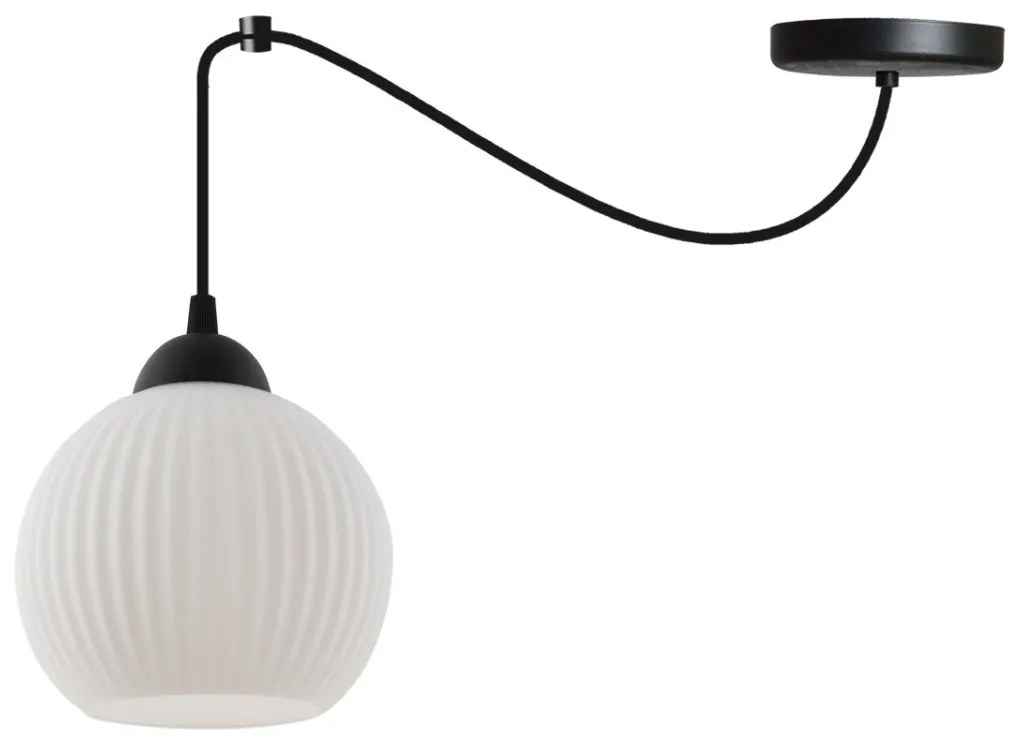 Závesné svietidlo Riffle Round Spider, 1x biele sklenené tienidlo, b