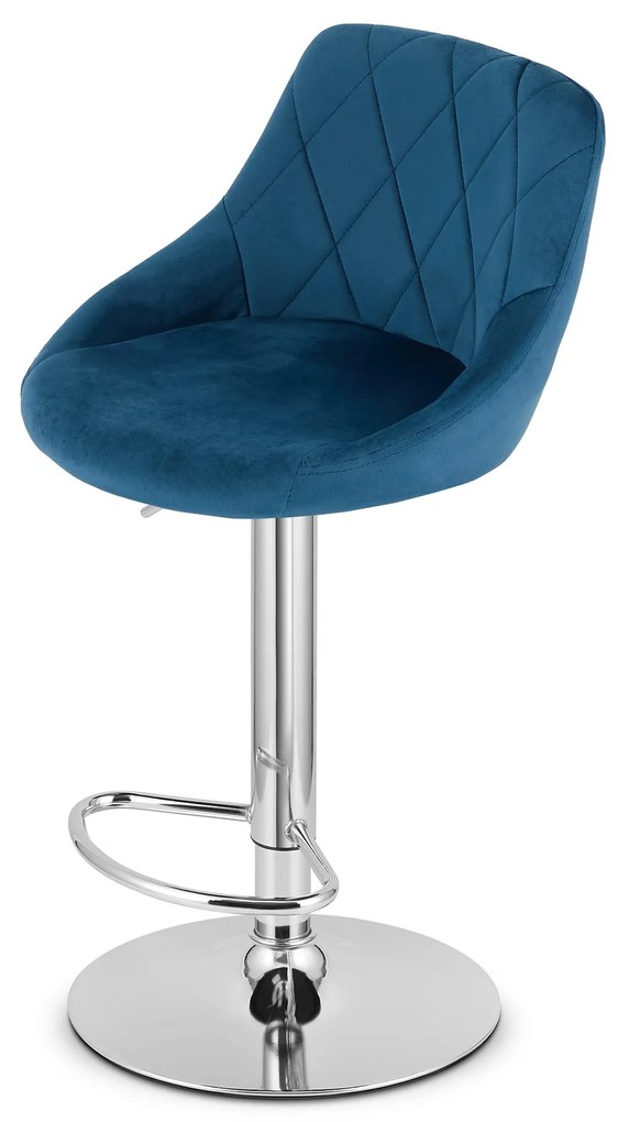 Modrá barová stolička VELVET KAST