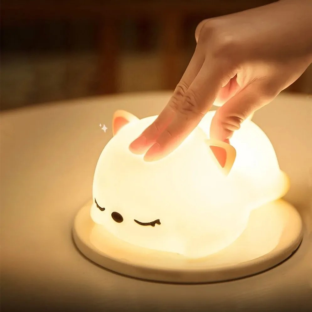 Detská stolná LED lampa Kitty biela