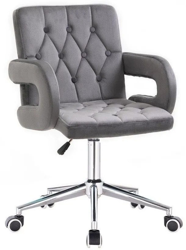 LuxuryForm DESIGN Stolička BOSTON VELUR na striebornej podstave s kolieskami - sivá