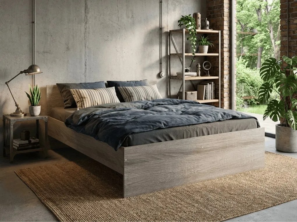 Posteľ ELISA 140 x 200 cm, dub lanýž Rošt: S lamelovým roštom, Matrac: Matrac SOMMERA 18 cm