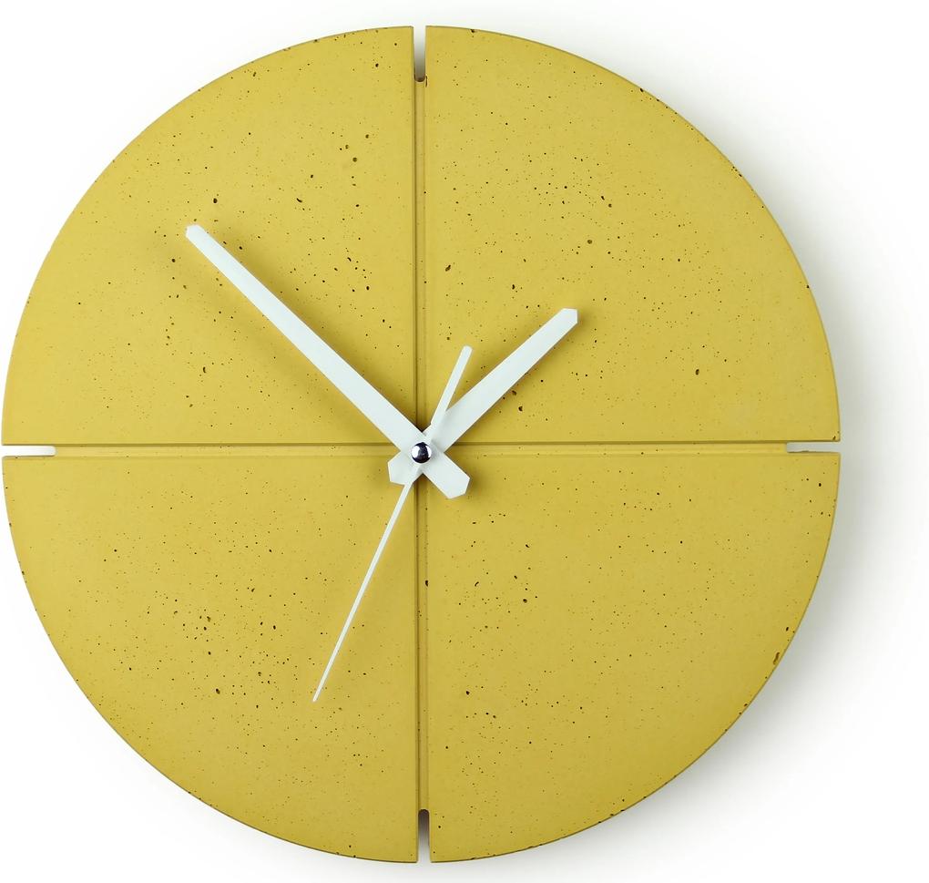 Gakobe Designové nástenné betónové hodiny CIRCLE B Tu si vyber farbu hodín -DVOJKLIK NA FARBU-: Žltá, Tu si vyber farbu ručičiek              -DVOJKLIK NA FARBU-: Biele
