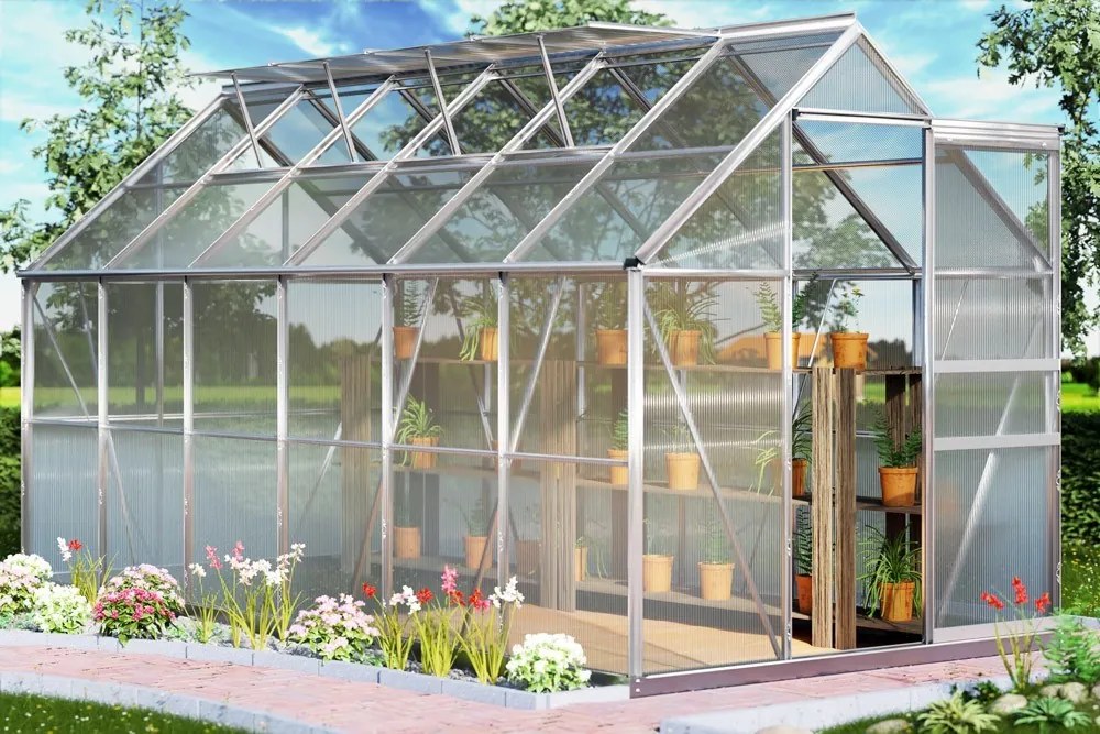Záhradný skleník - 380x190x195cm - plocha 7,22 m² - objem 11,73 m³