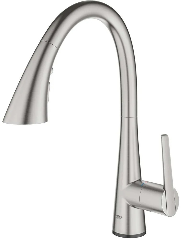 GROHE ZedraTouch elektronická páková drezová batéria s vyťažiteľnou sprškou s prepínaním, 3jet, batériová prevádzka, výška výtoku 218 mm, Supersteel, 30219DC2