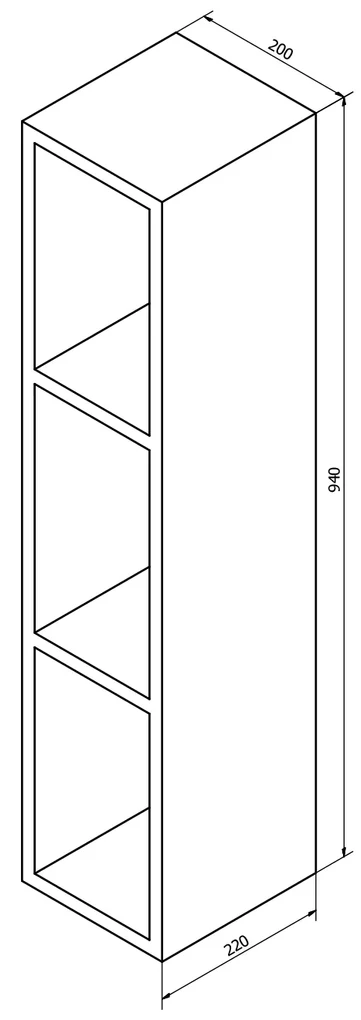 Sapho Sapho, ESPACE otvorená policová skrinka 20x94x22cm,biela (ESP130), ESC130-3030