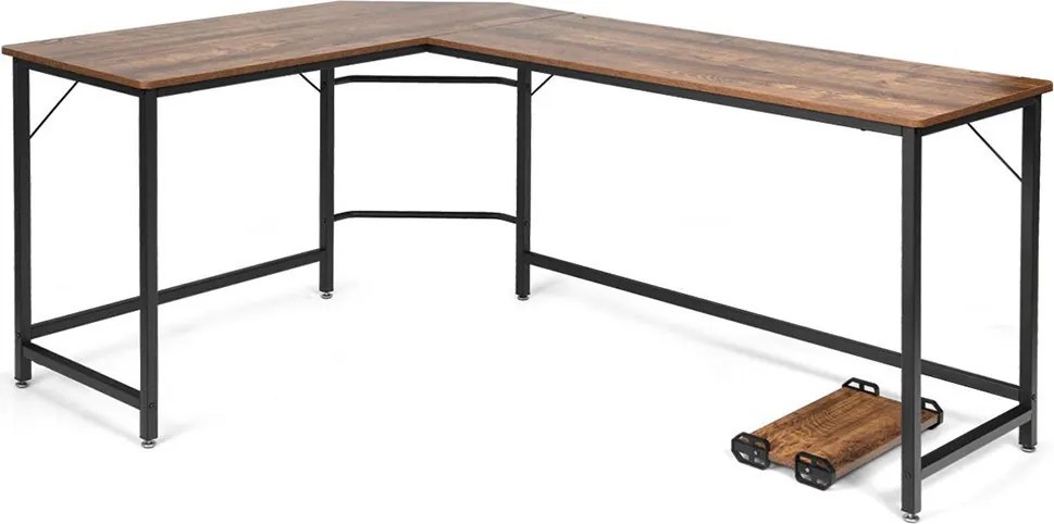 Rohový stôl hnedý