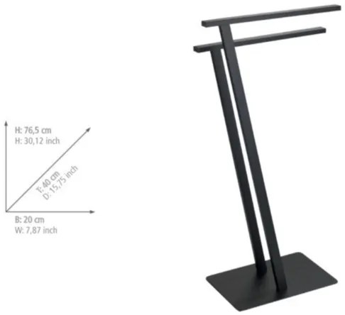 WENKO 24396100 - Stojan na uteráky LIRIO 20x40 cm čierny