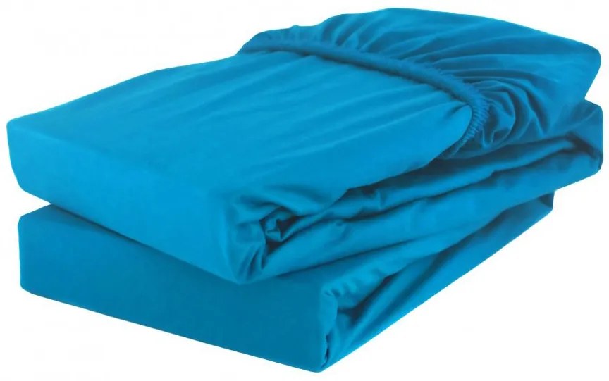 Jersey prostěradlo s elastanem 220 × 200 cm – tyrkysové
