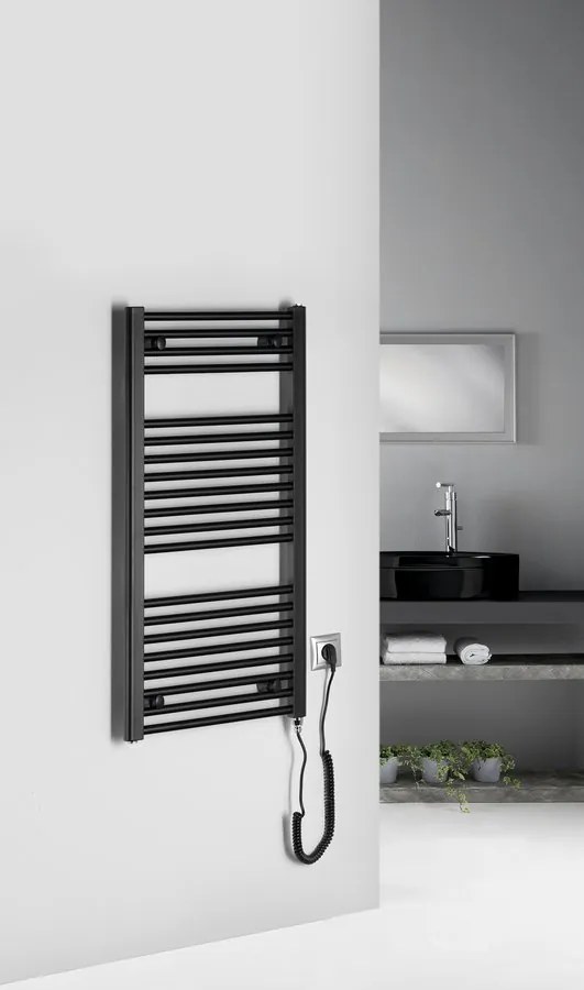 Aqualine Aqualine, DIRECT-E elektrické vykurovacie teleso, rovné, 450x960 mm, 300 W, čierna, ILE94TB