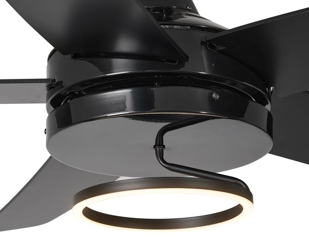Stropný ventilátor čierny 132 cm vrátane LED s diaľkovým ovládaním - Cool Anello