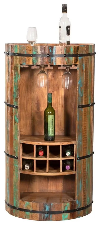 Vinotéka z recyklovaného dreva v prírodnej farbe na 8 fliaš, 60x115 cm Kaveri – Interia Home & Living