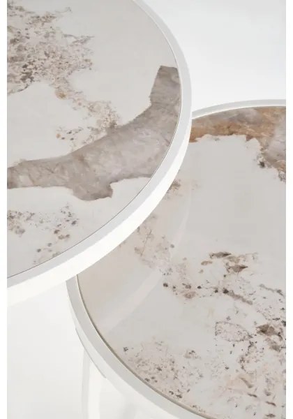 Sada 2 ks konferenčných stolíkov AURORO, béžová/biela