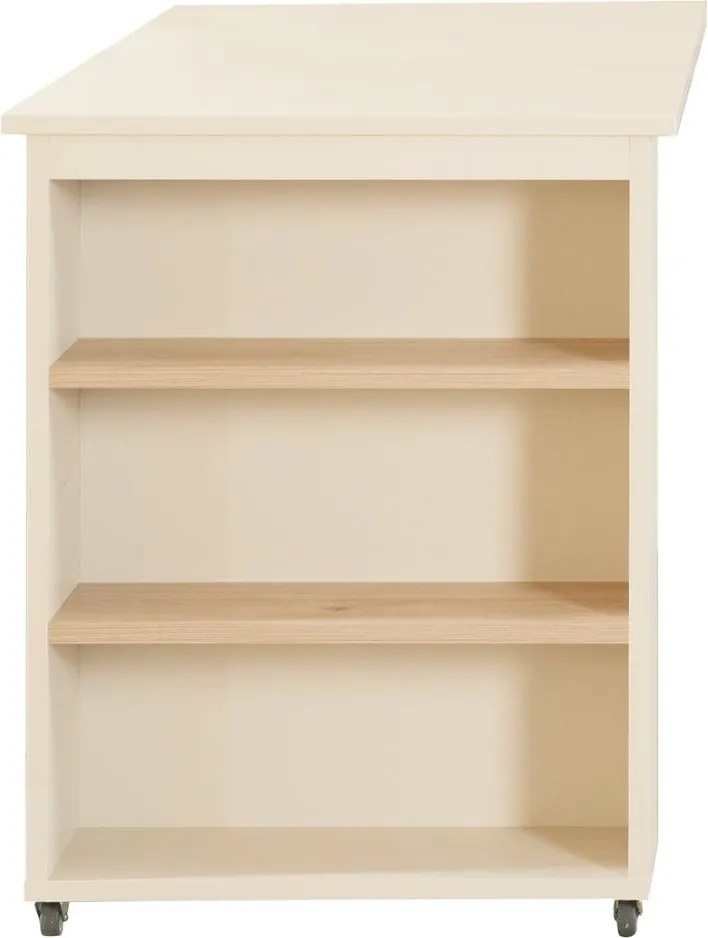 Béžová vyvýšená detská posteľ s úložným priestorom bez roštu 90x200 cm Studio – Roba