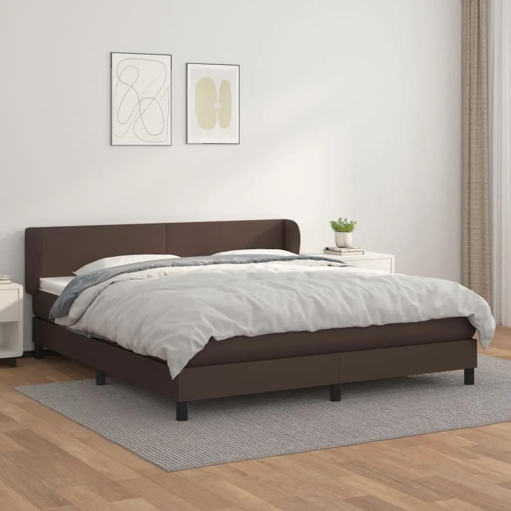 Boxspring posteľ s matracom hnedá 180x200 cm umelá koža 3127208