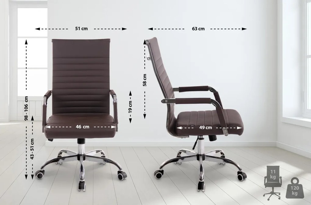 Design-Shop Kancelárska stolička Amadora - koženka - Hnedá