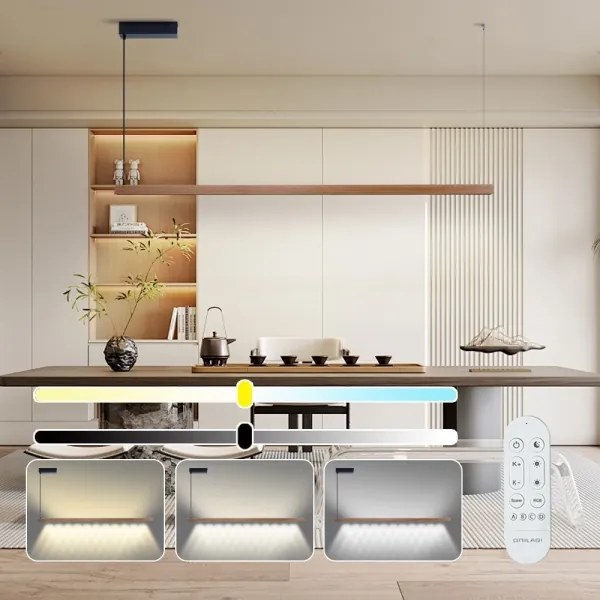 Immax NEO 07305L - LED stmievateľný luster na lankách MADEIRA 44W/230V Wi-Fi Tuya 202 cm dub