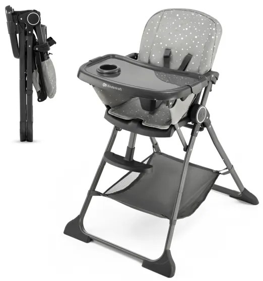 KINDERKRAFT - Detská jedálenská stolička FOLDEE šedá